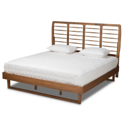 Baxton Studio Lucie Modern and Contemporary Walnut Brown Finished Wood King Size Platform Bed